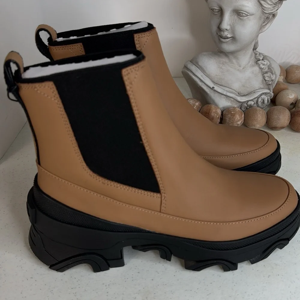 SOREL BREX WATERPROOF HI LINE CHELSEA BOOT SIZE 8.5 Tawny Buff,Black
